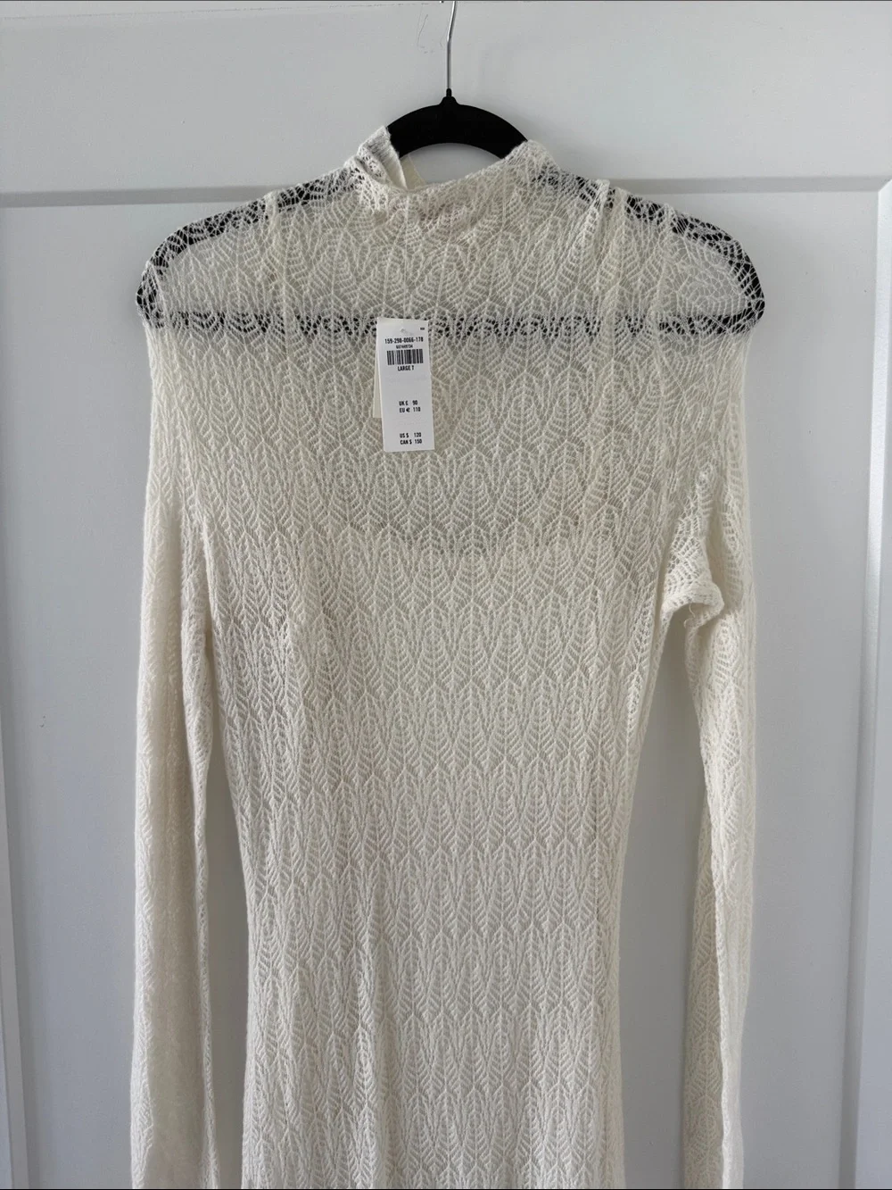 NWT Women's Cream Long Sleeve Knit Maxi Dress